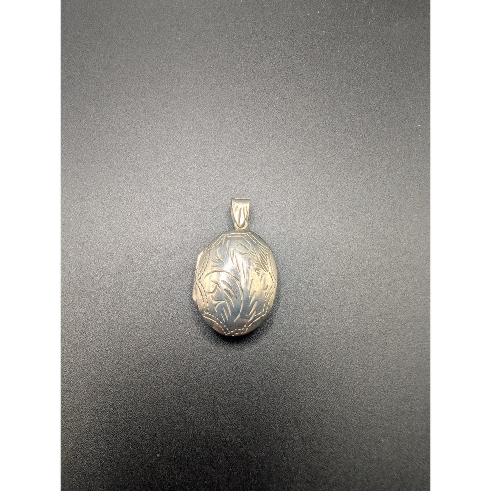 Sterling Silver Locket Pendant Engraved Signed 1"